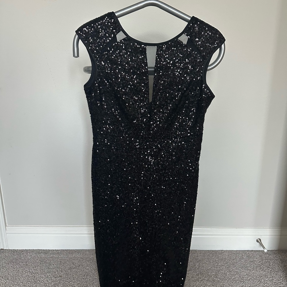 Nicole Miller Black Sequin Backless Dress